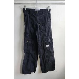 Bershka Cargo Pants Youth 10-12 Years Black Multi Pocket Utility Streetwear